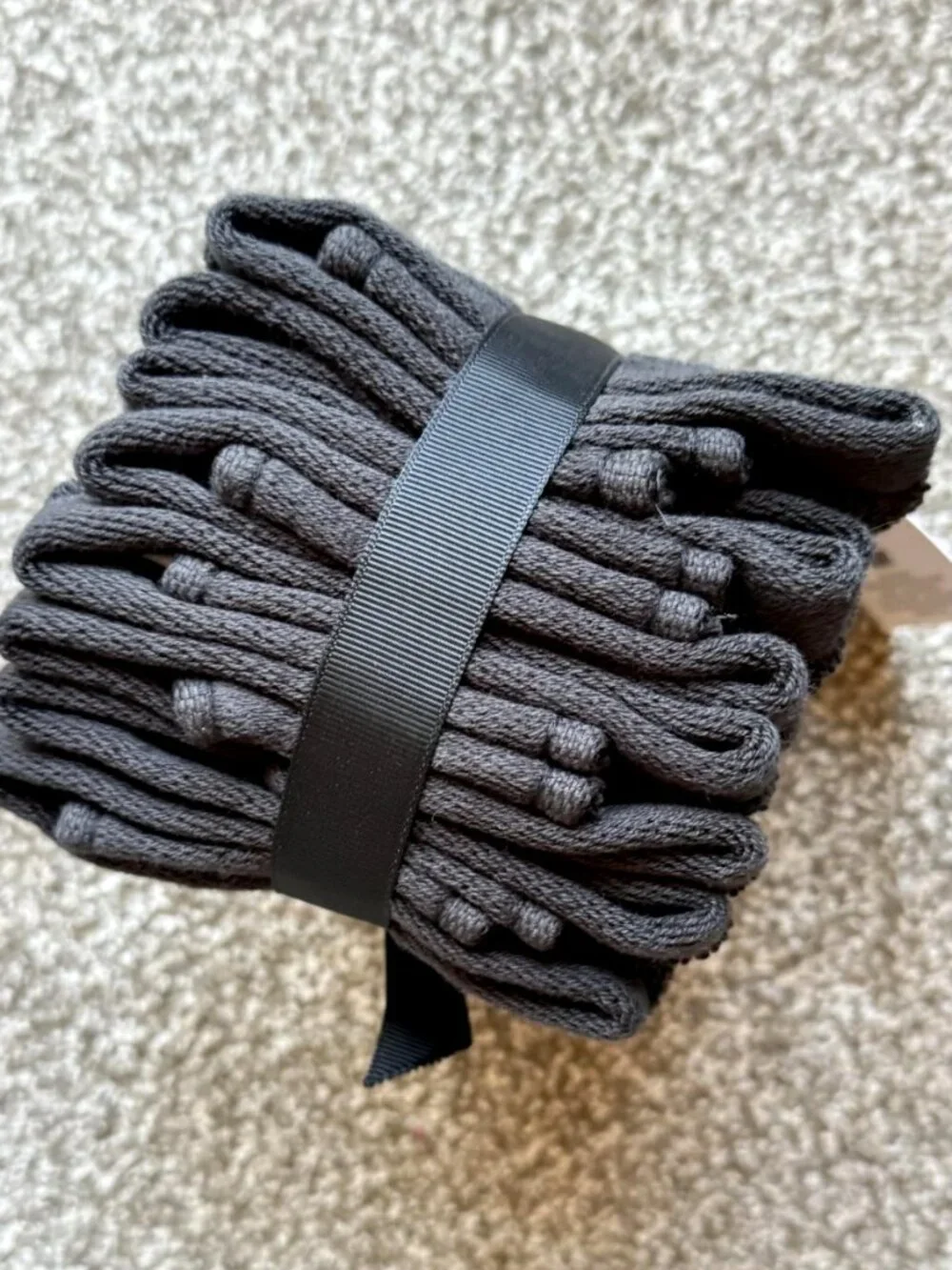 NWT DKNY 4-Piece Washcloth Pack Black Striped Cotton Towels Set